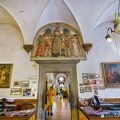 The Medicis donated the dormitory wing of the monastery to the Franciscans, hence the Medici coat of arms over the doorway
